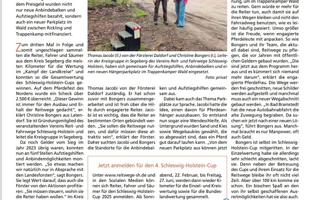 SE – Bericht aus dem Bauernblatt, zur neuen Hängerparkläche im Trappenkamper Forst